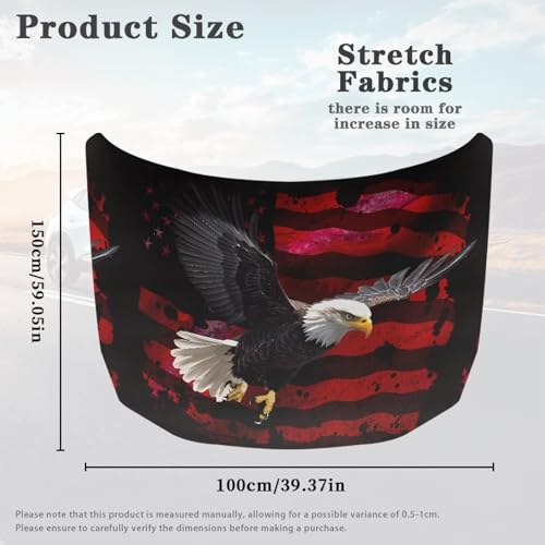 Image of Car Hood Cover Protector,Eagle Print Snowproof Polyester Breathable Print Stylish Hood Covers for Cars,Decoration Universal Car Accessories