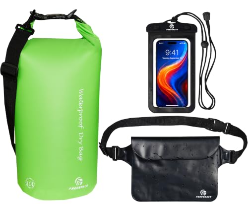 Freegrace Waterproof Dry Bag with Double Zip-Lock, Phone Case & Waist Pouch
