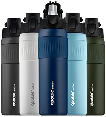 Qbottle Insulated Water Bottles With Straw Lid – Stainless Steel Water Bottle – Leak Proof Metal Water Bottle – No Sweat – Reusable – Denim Blue, 23.6 Oz #TOP6