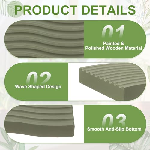 Bandeja decorativa de madera uxcell ondulada para mesa de centro 4
