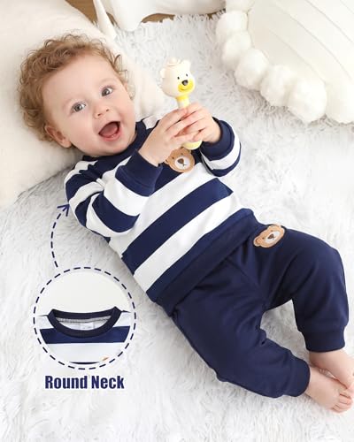 Image of NZRVAWS Toddler Baby Boy Clothes Infant Fall Winter Outfit Long Sleeve Pant Top Set 2Pcs Sweatshirt 0 Month-3 Years