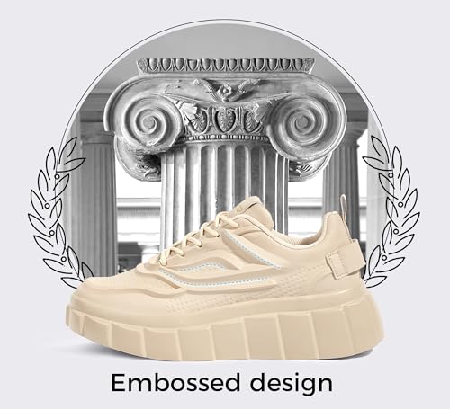 LUCKY STEP Women's Platform Fashion Sneakers Classic Tennis Faux Leather Low Top Casual Walking Shoes2