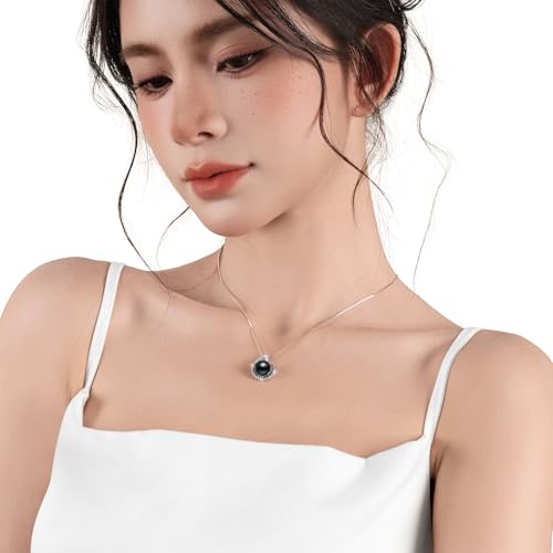 Lucky Conch Tahitian Black Pearl with Moissanite Pendant Necklace, 9-10MM AAAA Pearl Gifts for Women Wife Wedding Birthday Anniversary Valentines2