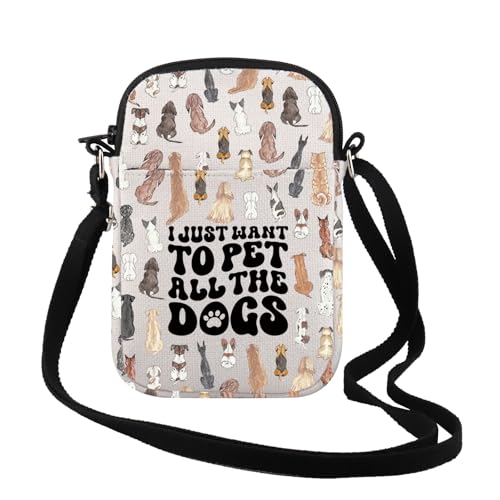TSOTMO Cute Dog Paw Gift Dog Mon Gift I Just Want To Pet All The Dogs Crossbody Bag Dog Lover Gift for Women - Main Image