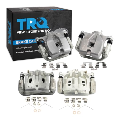 Image of TRQ Front and Rear Brake Caliper Set Zinc Coated Brackets Compatible with 2008-2011 Toyota Highlander