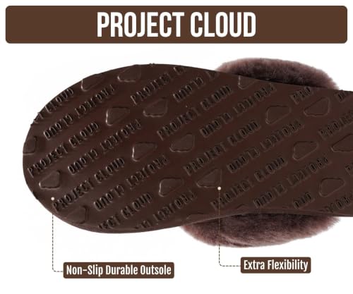 Image of Project Cloud Genuine Leather Slippers for Women with Genuine Fur Lining, Non-Slip Indoor /Outdoor Clog Mule Slippers, Memory Foam Insole