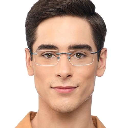 Image of Redex Rimless Rectangel Bifocal Reading Glasses Anti Glare Protection For Unisex Power Available 0.50 0.75 1.00 1.25 1.50 1.75 2.00 2.25 2.50 2.75 3.00
