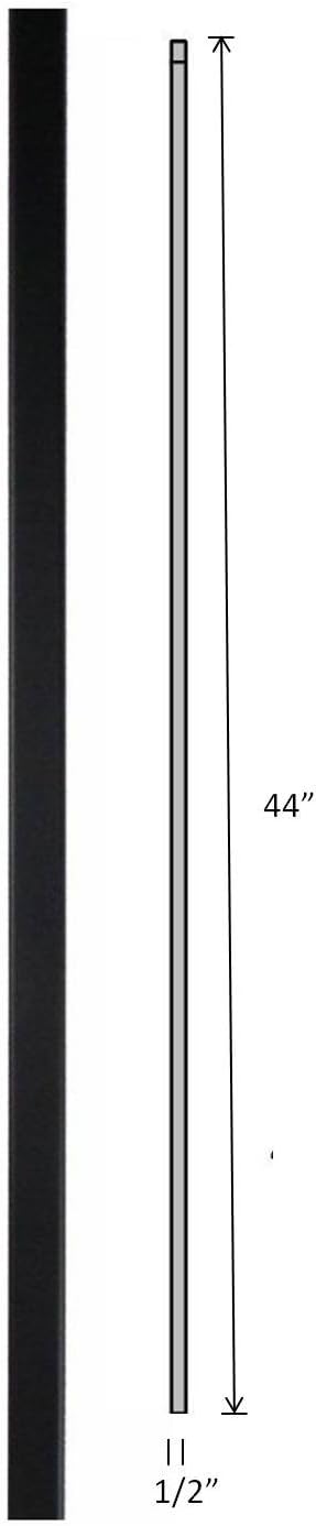 Hollow Metal Stair Baluster Spindle PLAIN BAR 1/2" X 44" (Box of 10) (Satin Black)