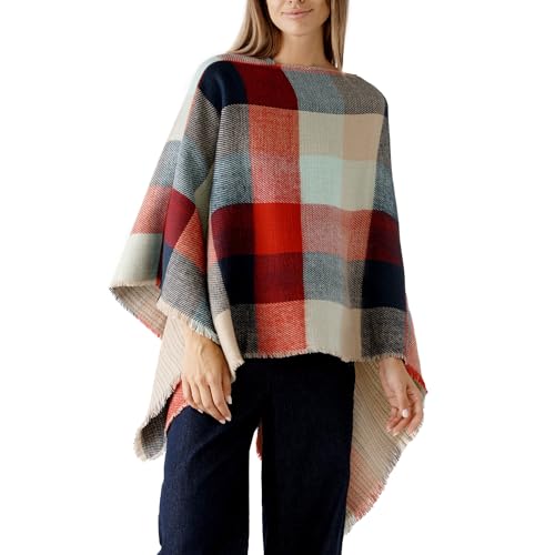 Image of Women's Shawl Wrap Poncho Ruana Cape Cardigan Sweater Open Front for Fall Winter Spring