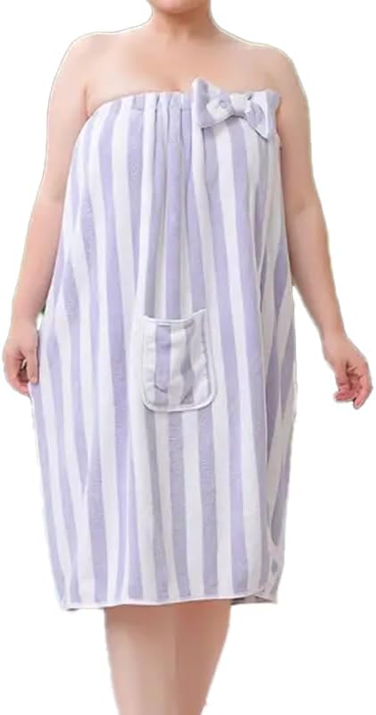 Towel Wrap with Hair Towel for Women, Towel Dress for Women After Shower, Large Bath Wrap for Spa, Bathrobe or Gym, Hair Quick Drying and Adjustable Body, 63.0x31.5'', Purple