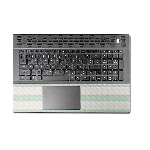 Image of MightySkins Carbon Fiber Skin Compatible with Alienware M18 R1 (2023) Full Wrap Kit - Mint Stripes | Protective, Durable Textured Carbon Fiber Finish | Easy to Apply & Change Styles | Made in The USA