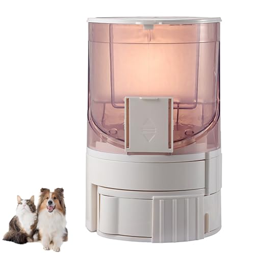 ペット給餌器 2in1 重力式 猫 犬 自動給餌器 給水器 ペット用 水飲み器 大容量 手動給餌可 自動餌やり機 折りたたみ 最大一週間連続給餌 水洗い可能 半透明 操作簡単 お手入れ簡単 お留守番食器 ペット用品 (ピンク)
