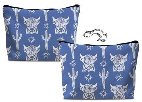 Image of Cow Makeup Bag - Cowgirl Stuff, Western Gifts, Leather COW W