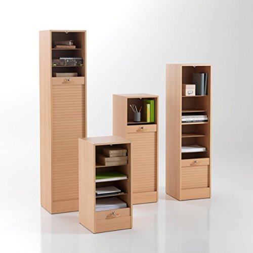 SIMMOB Classeur à Rideau 4 Etagères 1 Kit DS Serrure Larg 41,4 Haut 76 Prof 44 cm - Hêtre