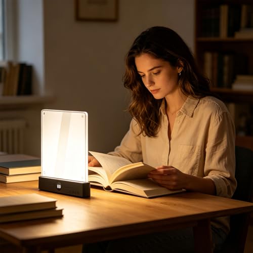 Luz de lectura acrílica con círculo suave de luz regulable y panel transparente 2