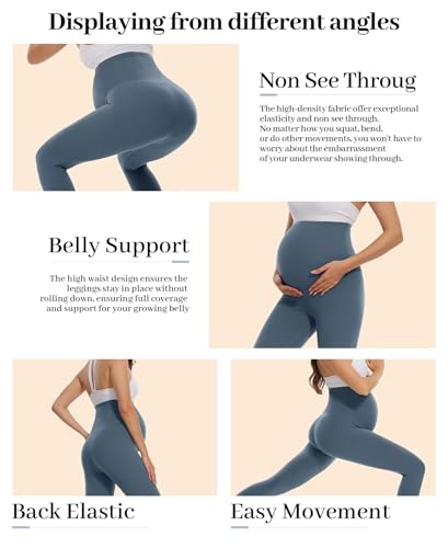 Happy. angel Women’s Maternity Leggings Over The Belly, Soft Stretchy Pregnancy Pants for Active Workout Yoga Wearing
