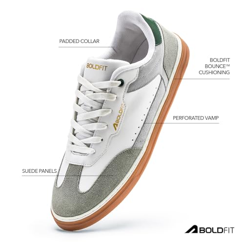 Image of Boldfit Sneakers for Men Casual Stylish Sneakers for Man with Premium PU Leather Upper, Cushioned Insole, Padded Collar, Breathable Lining & TPR Grip Sole Everyday Wear Shoes for Men Klunys