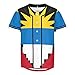 Antigua and Barbuda Flag Mens Baseball Button Down Jersey Hipster Hip Hop T Shirts