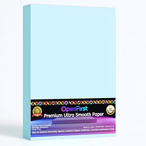 Image of A4 Premium Azure Blue Paper - 80 GSM Ultra Smooth Finish | Double Side Printable Colored Sheets For Invoicing, Office, Craft, Letterhead & Projects | Pack of 100 Sheets (Azure Blue)