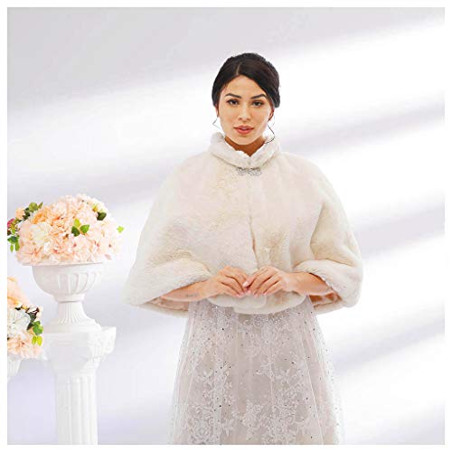 Women 's Wedding Faux Fur Shawl Wrap Bridal Scarf Faux Fur shrug Shawl Fur Cover up for Bride and Bridesmaids3