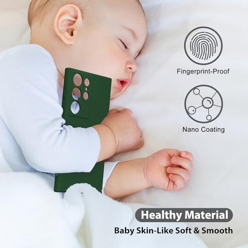 oakxco for Samsung Galaxy S24 Ultra Phone Case Liquid Silicone, Thin Slim Soft Rubber Gel TPU Plain Simple Cover for Women Girl Cute, Matte Solid Color, Dark Green - Image 5