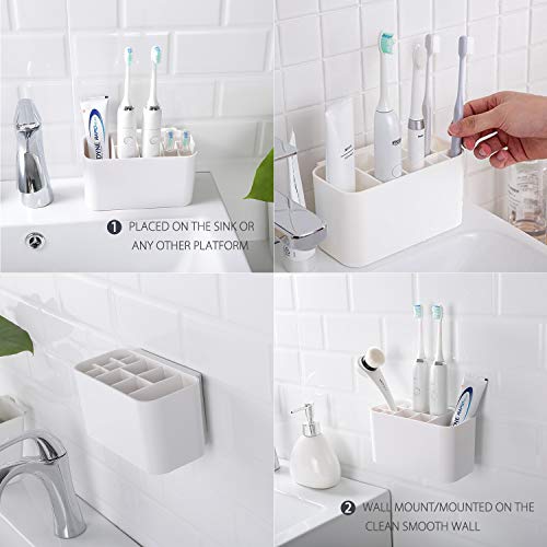 Colist Toothbrush Holder Wall Mounted Electric Toothbrush Holder 11 Detachable Compartments with Drainage for Family Bathroom Countertop(White) - Cosy Home Interiors Colist Toothbrush Holder Wall Mounted Electric Toothbrush Holder 11 Detachable Compartments with Drainage for Family Bathroom Countertop(White) - Image 3