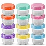 ACOMTUO 12 St&uuml;ck Gefrierdosen Klein 77ml mit Deckel,Kleine Dosen Mit Deckel Plastik,Mini Frischhaltedosen,BPA-frei,Stapelbar, Wiederverwendbar,Gefrierdosen f&uuml;r Snacks,So&szlig;en,Gew&uuml;rzen usw（4.5 X 6CM）
