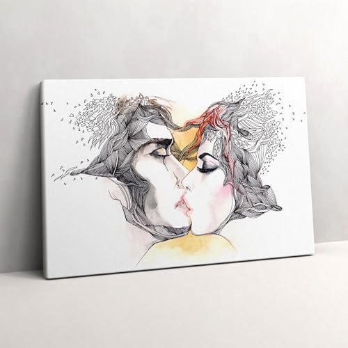 L'image imprimée sur toile 60x40cm baiser de couple crée un salon romantique
