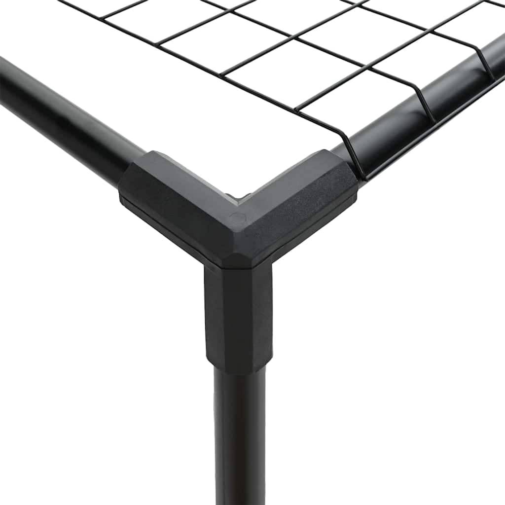 Moderno supporto per piante a 3 ripiani, nero, in acciaio, 100 x 32 x 102 cm, rettangolare, per esterni, con ripiani in rete per un drenaggio e una ventilazione ottimali, ideale