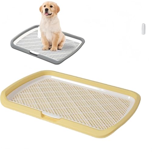Kyvfy 犬 トイレトレー ワイド はみ出し防止 大型犬対応 お手入れ便利 犬用小便器 中型犬 排泄 イエロー (大型フラット B)