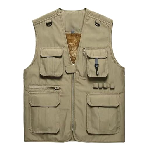 Chaleco de pesca para hombre multibolsillos abrigado para días de río