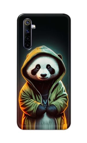 Image of Printed Hard Back Cover Case for Realme 6 | Realme 6S | Realme 6i Back Cover (Cartoon Panda) -1111