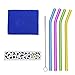 4 Colorful Vila Glass Drinking Straws with Cleaning Brush: Eco-Friendly, Ergonomically Bent, BPA-Free & Reusable: Rust-Proof, Scratch-Proof, Dishwasher Safe: Odor-Free Experience at Home or bar