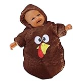 Infant Baby Girls Boys Thanksgiving Outfit Turkey Onesie Newborn Baby Long Sleeve Furry Romper Clothes (Brown, 0-3 Months)