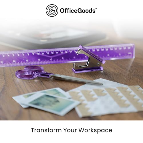 OfficeGoods Conjunto de mesa de acrílico de 3 peças – Inclui régua, removedor de grampos, tesouras –
