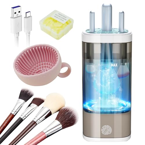 LOZLTX Pinselreiniger Make Up Elektrisch【Stärkste Reinigungsleistung - Medizinische UV-Lampe+7000RPM】Pinsel Reinigungsgerät【Perfektes Design - Kompatibel mit Allen Bürsten】Exklusiv Make-Up-Fans Grau*
