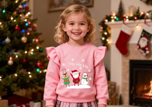 Image of EULLA Toddler Girls Christmas Sweatshirt Long Sleeve Snowman Deer Santa Claus Xmas Holiday Shirts for Kids Sweater 2-7 Years