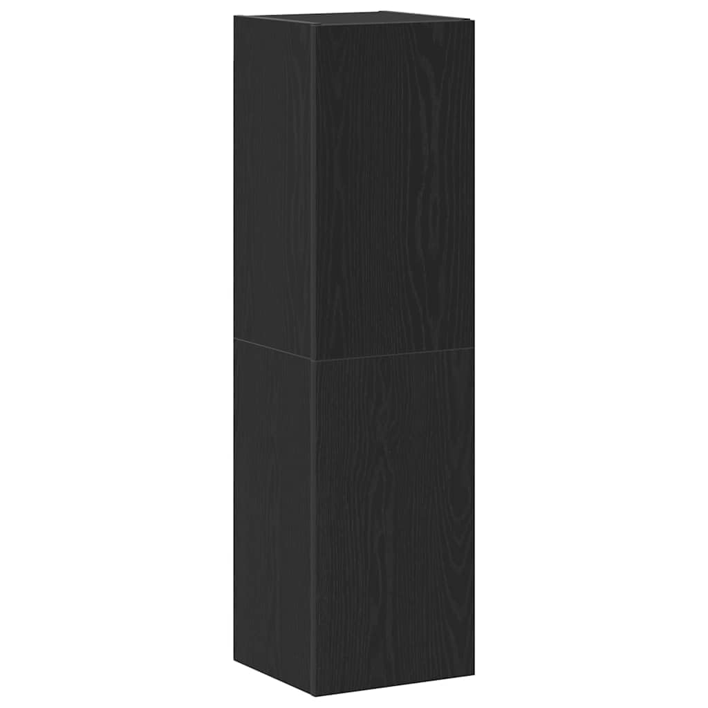 vidaXL Meuble TV mural Chêne noir 30,5 x 30 x 110 cm Bois d'ingénierie, Rangement moderne pour salon, meuble TV mural, unité média rectangulaire, solution gain de place, chic