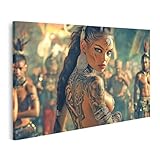 islandburner Bild auf Leinwand Frau mit tribal Bemalung und 