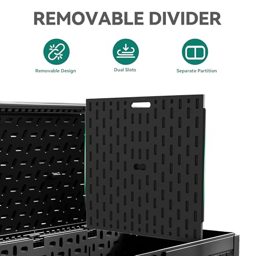 YITAHOME 260 Gallon Double-Wall Deck Box with Divider & Side Handles, Outdoor Large Storage for Patio Furniture Cushions, Garden Pool Accessories, Water Resistant & Lockable