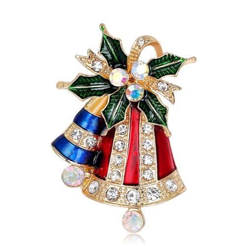 Brooch-Pins, Vintage Christmas Bell Brooch for Women - Enamel Pin
