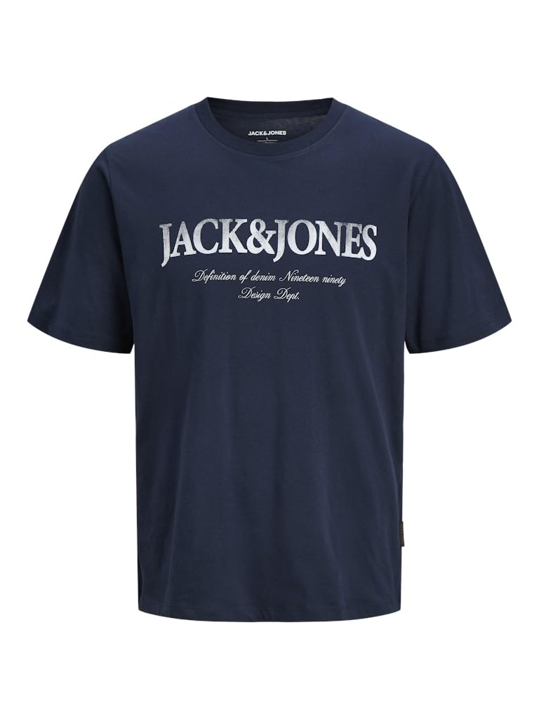 Jack & Jones Men's Navy Blazer Jjdevin Daytona Print Tee Ss Crew Ln