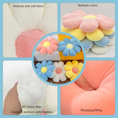 CHENINKJG Flower Cushion, Floor Cushion, 4 Pcs Flower Pillow, daisy window seat Throw Pillow, daisy seat pads,Cushions For Kids Room Decor,38cm Cushions Pillows For Car Home Sofa Chair - Image 2