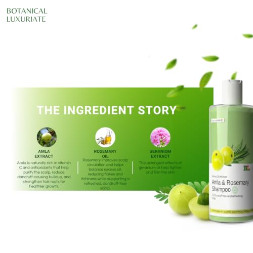 Image of Botanical Luxuriate Amla & Rosemary Anti-Dandruff Shampoo | Paraben Free | Dermatologically Tested | pH Balanced | For Healthy, Dandruff-Free Scalp | 100 ml (Pack of 3, Pack of 3)