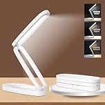 Overcomo Rechargeable Desk Table Lamp - Small LED Office Home & Battery Operated Cordless Reading Lamp Foldable & Portable Light,3 Color Temperatures and Brightness Dimmable Wireless Bedside Desk Lamp