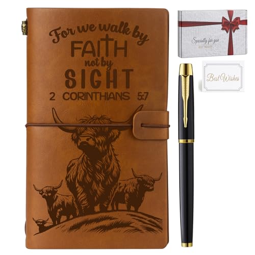 Carnet Walk by Faith avec stylo et motif vache Highland pour femme