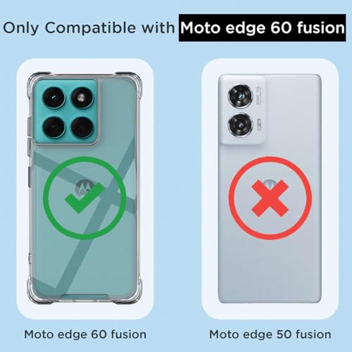 Image of Fashionury Clear Back Cover Case for Motorola Moto Edge 60 Fusion 5G | Anti-Yellow Acrylic Hard Back + Soft TPU Bumper | Shockproof 360 Protection | Slim Transparent Bumper Case (Clear)