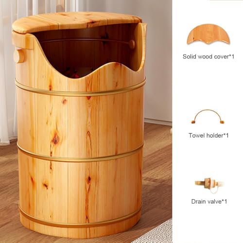 Balde de baño de pies de madera artesanal 60 cm miniatura 4