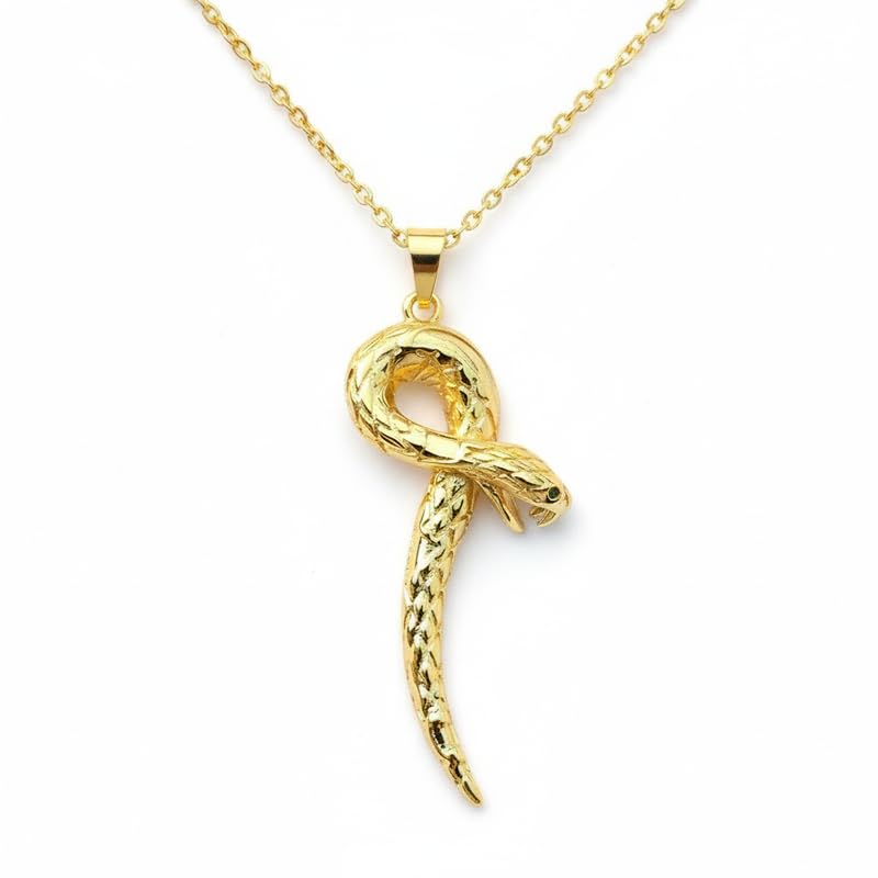 Bijoux serpent argent 925 doré LKBEADS pendentif femme fait main 47x15mm
