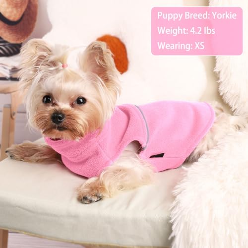 Image of Dog Clothes for Small Dogs Fleece Vest Dog Sweater Boy Girl, Warm Pullover Fleece Doggie Jacket, Winter Pet Ourfit Chihuahua Sweater - Yorkie Clothes (Pink, Small)